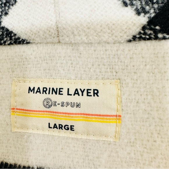 Marine Layer Liverpool Shawl Collar Coatigan Coat  L White Black Windowpane - Picture 5 of 9